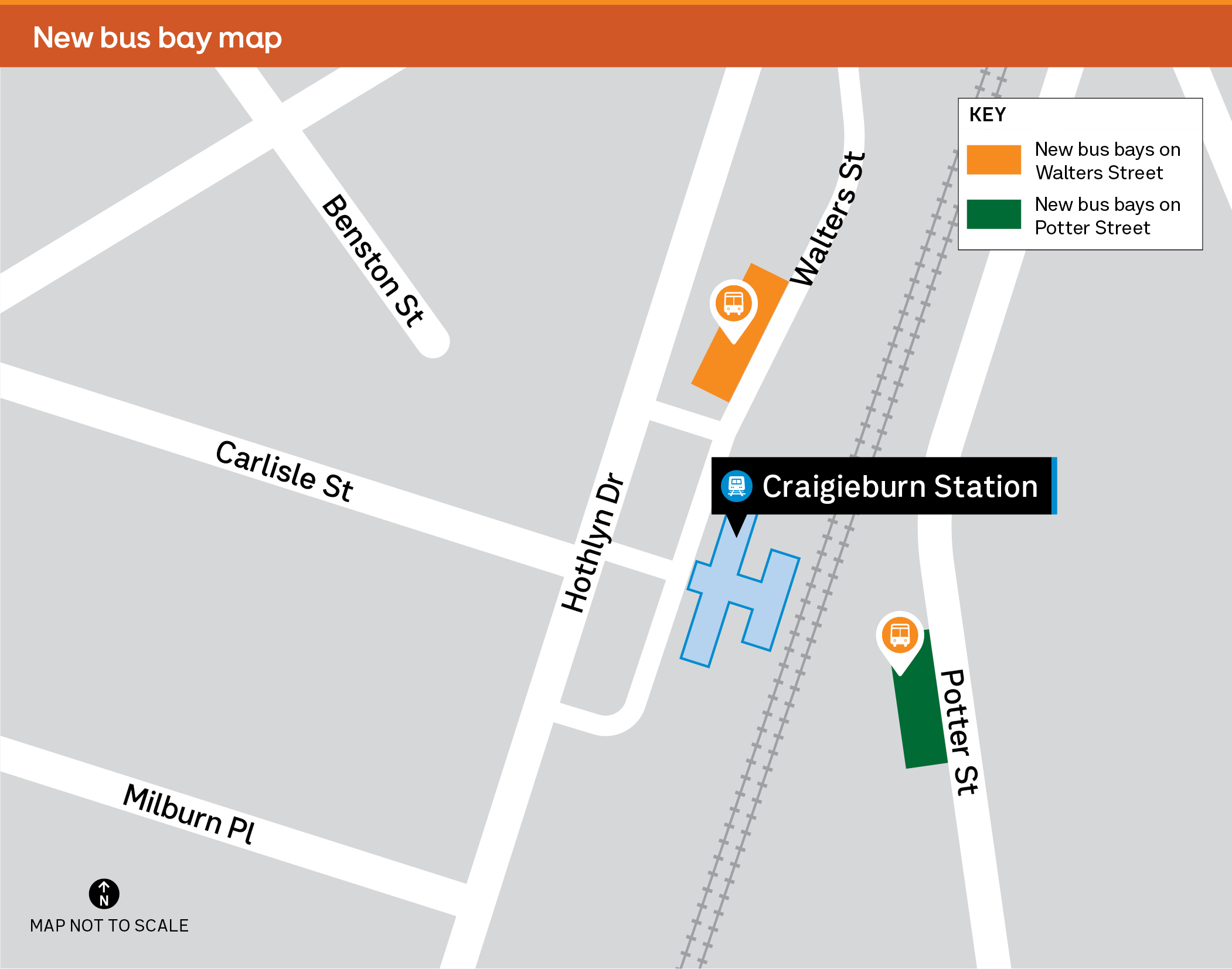 Map of Cragieburn Station showing location of new bus bays